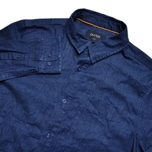 DUER Performance Denim Button Up Shirt Mens M Blue Stretch Long Sleeve